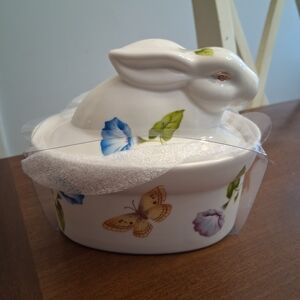 GRACE'S TEA WARE RABBIT BUNNY LIDDED DISH EASTER TRINKET BOX JEWELRY BOX SPRING